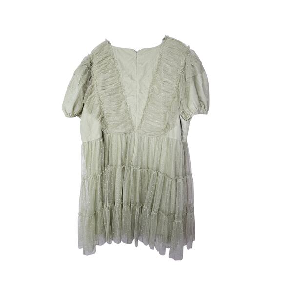 Jessakae Veronica Dress 5X Gauzy Tiered Romantic Sage Green V Neck Formal - Picture 3 of 4